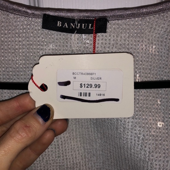 NWT Silver Sequined Crop Top - Picture 3 of 4